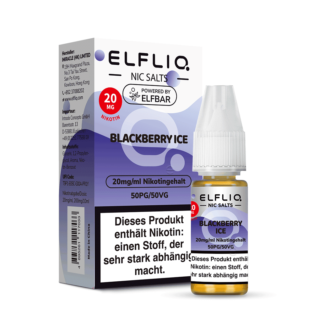 Elfliq by Elfbar Nikotinsalz - Blackberry Ice - Liquid 20mg 10ml  C