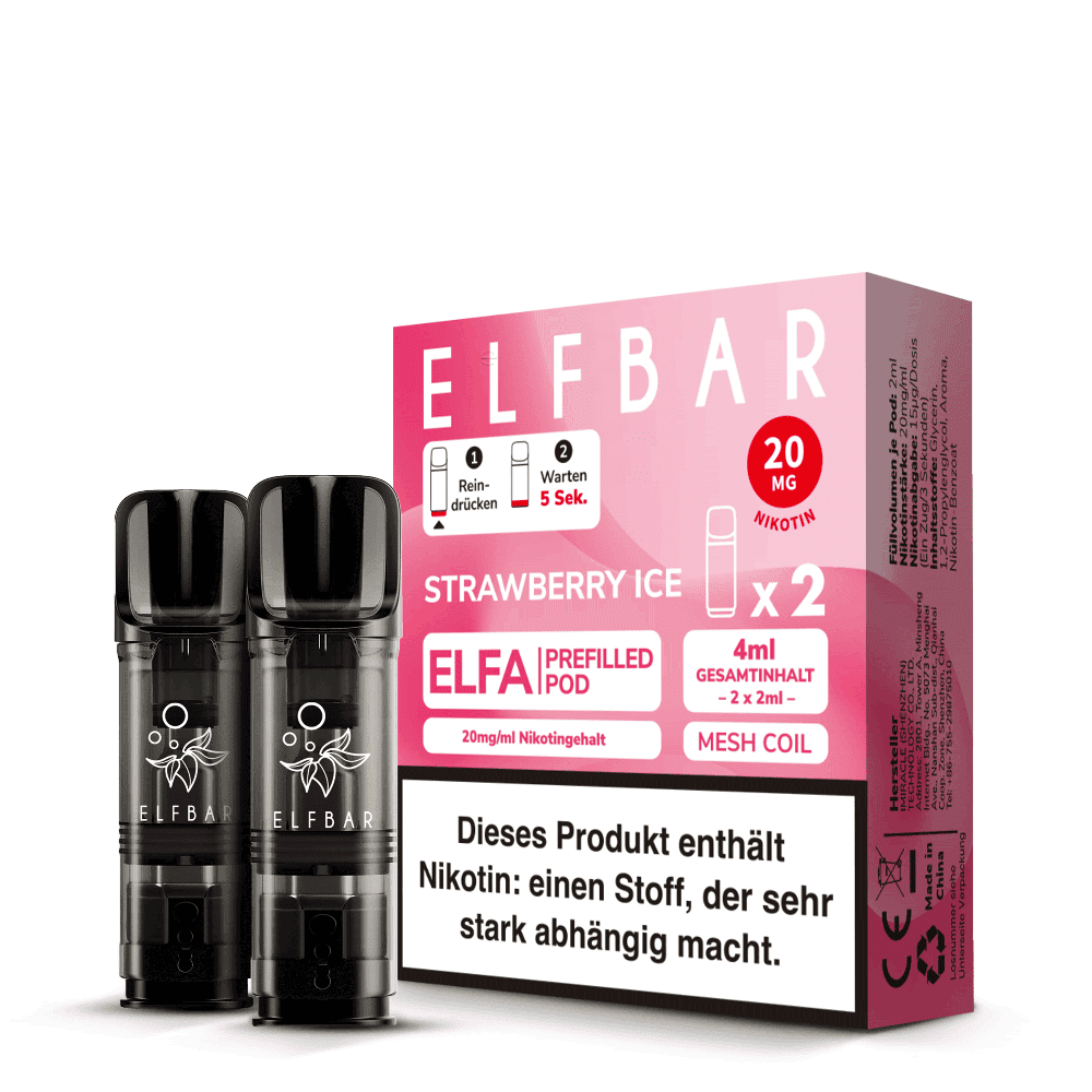 2x Elfbar Elfa Einweg Pod - Strawberry Ice - 20mg Nikotinsalz 2ml  C