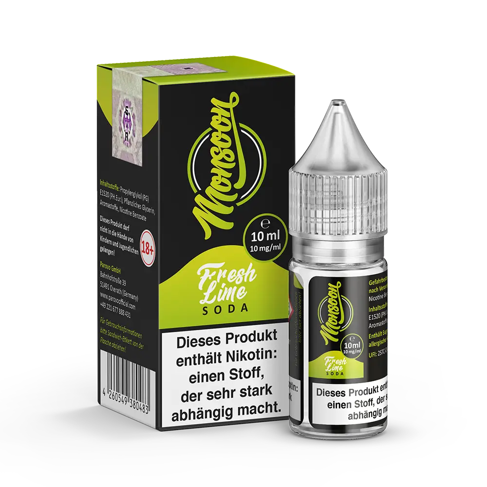 Monsoon Fresh Lime Soda 10ml Nic Salt Liquid 10mg 