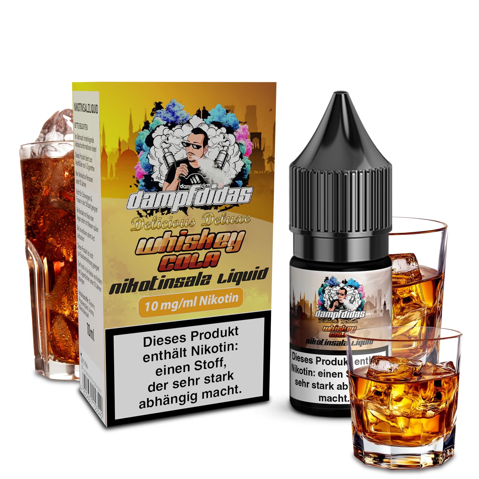 Dampfdidas Nikotinsalz - Whiskey Cola - 10ml Liquid 10mg C Dampfdidas Nikotinsalz - Whiskey Cola - 10ml Liquid 10mg C