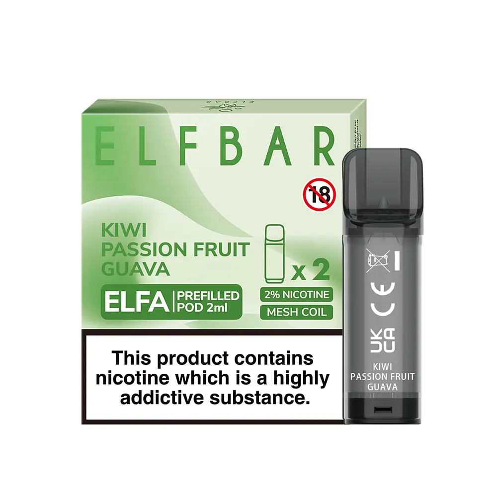 Elfbar Elfa Einweg Pod - Kiwi Passionfruit Guava - 20mg Nikotinsalz 2ml Elfbar Elfa Einweg Pod - Kiwi Passionfruit Guava - 20mg Nikotinsalz 2ml
