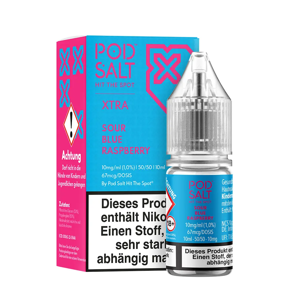 Pod Salt Xtra Nikotinsalz - Sour Blue Raspberry - Liquid 10mg 10ml  Pod Salt Xtra Nikotinsalz - Sour Blue Raspberry - Liquid 10mg 10ml