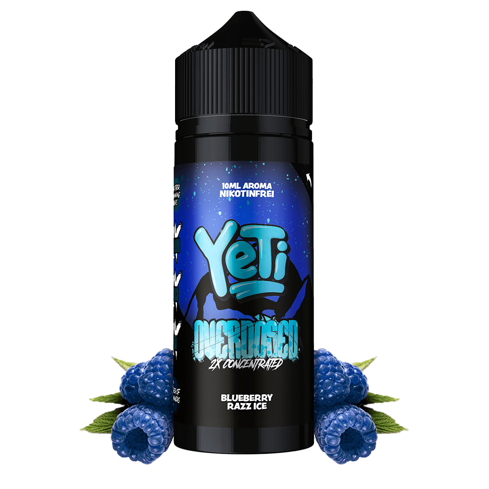 Yeti Overdosed Aroma Longfill - Blueberry Razz Ice - 10ml in 120ml Flasche 