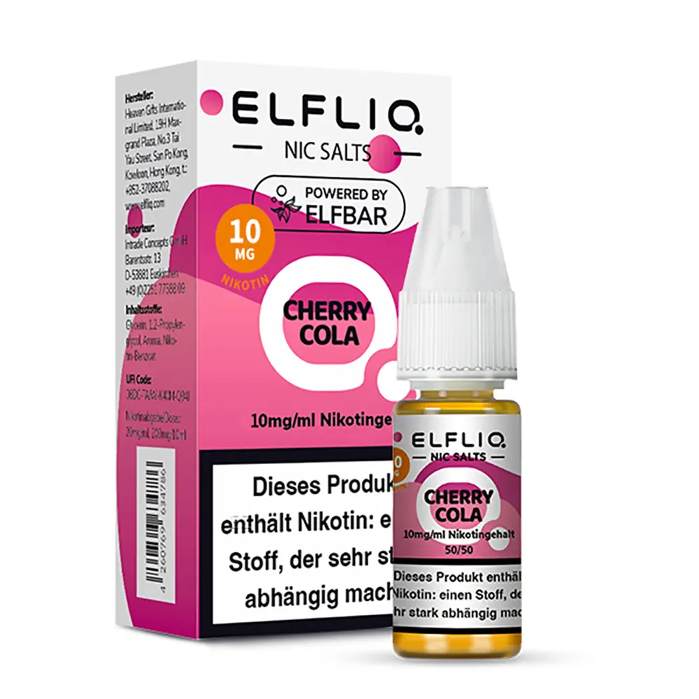 Elfliq by Elfbar Nikotinsalz - Cherry Cola - Liquid 10mg 10ml -  Elfliq by Elfbar Nikotinsalz - Cherry Cola - Liquid 10mg 10ml -