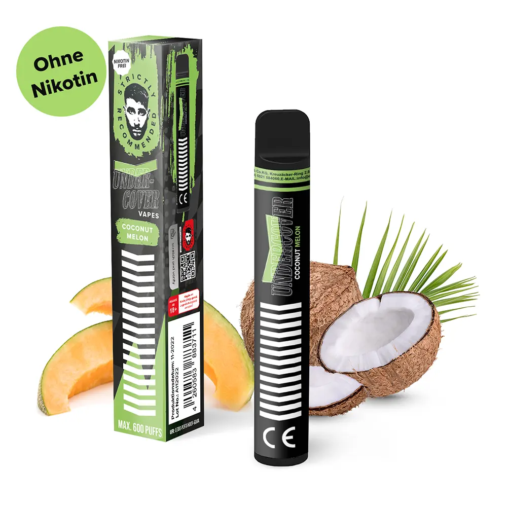 Undercover Vapes Coconut Melon 0mg Einweg E-Zigarette 