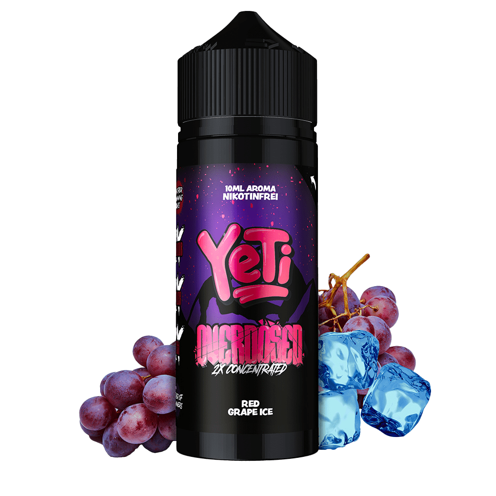 Yeti Overdosed Aroma Longfill - Red Grape Ice - 10ml in 120ml Flasche 