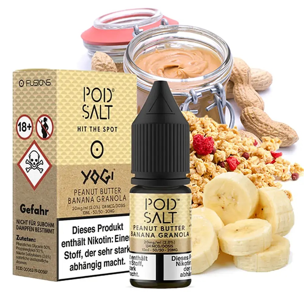Pod Salt Nikotinsalz - Fusion Peanut Butter Banana Granola - Liquid 20mg Pod Salt Nikotinsalz - Fusion Peanut Butter Banana Granola - Liquid 20mg