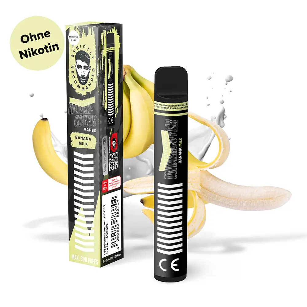 Undercover Vapes Banana Milk 0mg Einweg E-Zigarette 