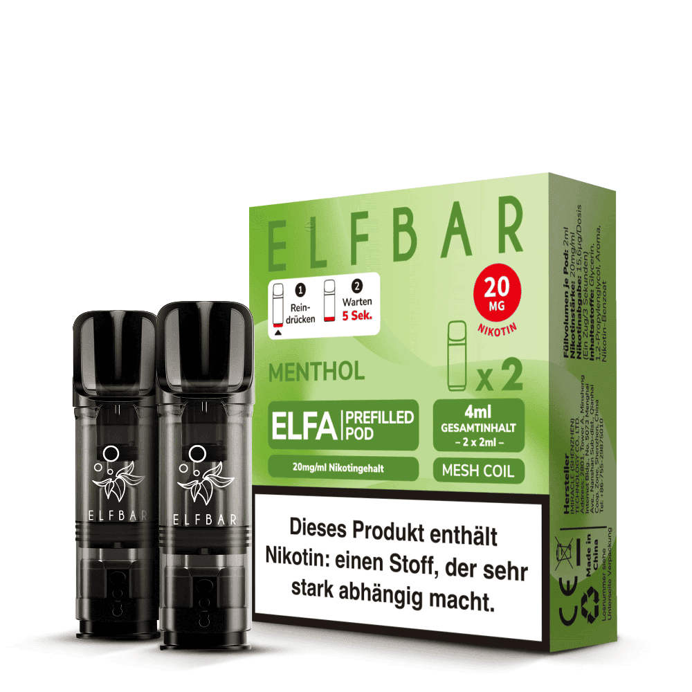 2x Elfbar Elfa Einweg Pod - Menthol - 20mg Nikotinsalz 2ml  C