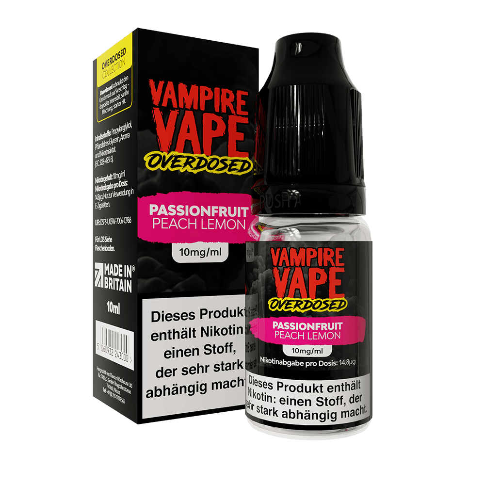 Vampire Vape Nikotinsalz - Passionsfruit Peach Lemon - Liquid 10mg 10ml C Vampire Vape Nikotinsalz - Passionsfruit Peach Lemon - Liquid 10mg 10ml C