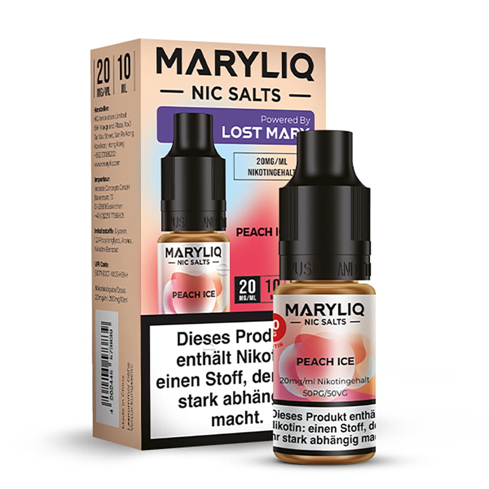 Maryliq Nikotinsalz - Peach Ice - 20mg 10ml  Maryliq Nikotinsalz - Peach Ice - 20mg 10ml