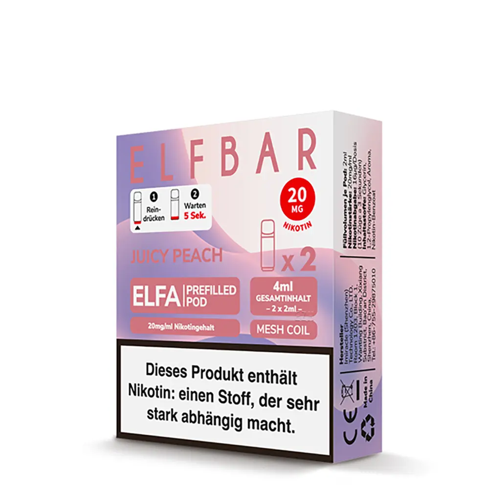 Elfbar Elfa Einweg Pod - Peach Ice (Juicy Peach) - 20mg Nikotinsalz 2ml  Elfbar Elfa Einweg Pod - Peach Ice (Juicy Peach) - 20mg Nikotinsalz 2ml